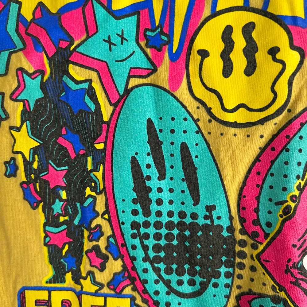 Sugarhill Brainwashed LA Yellow Graphic Print Skull T-Shirt LG Streetwear Trippy - Picture 11 of 13